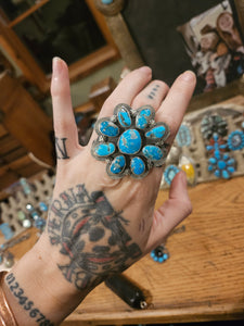 Turquoise Flower Cluster Ring SALE