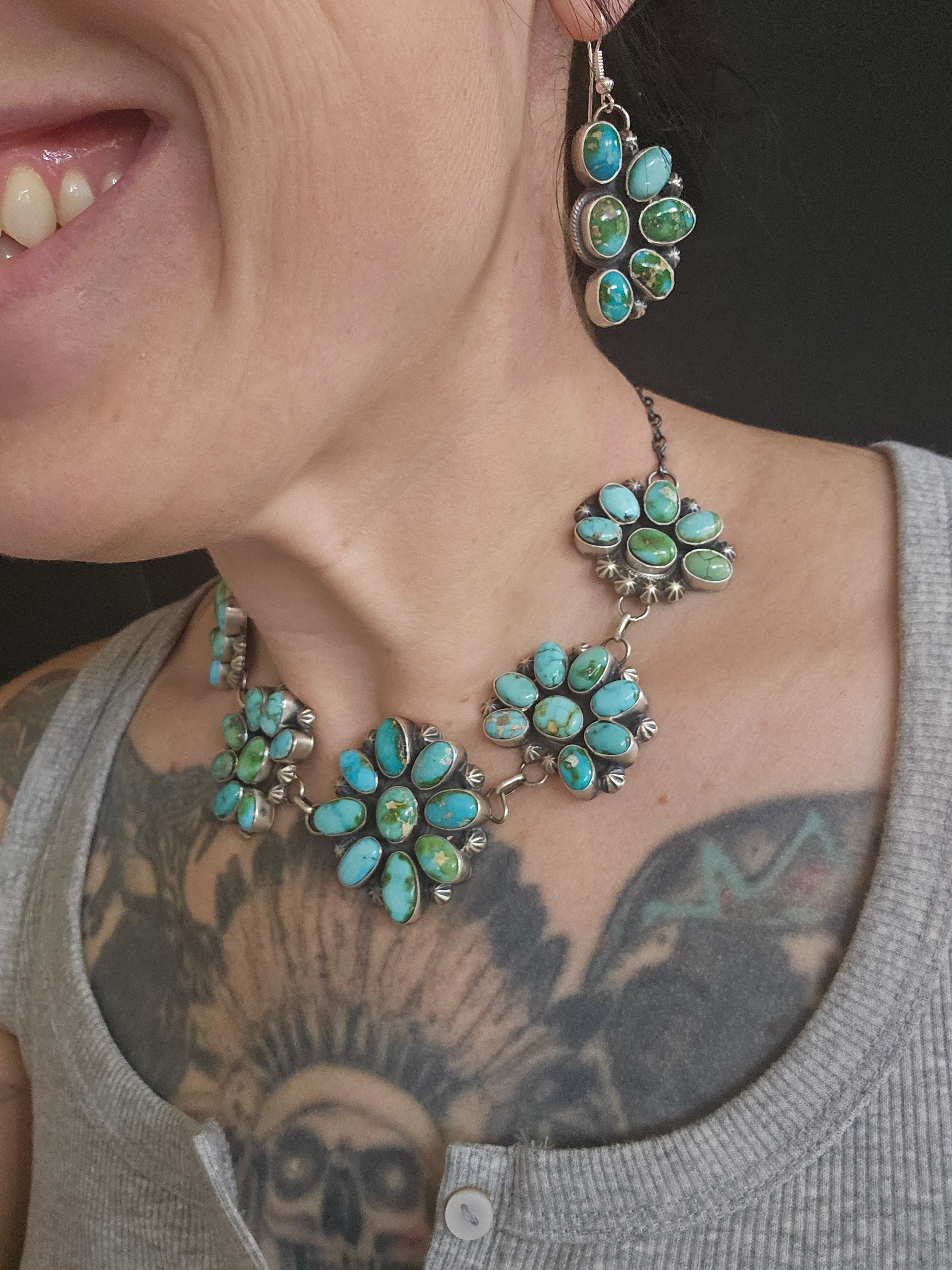 Turquoise Cluster Statement Choker Set