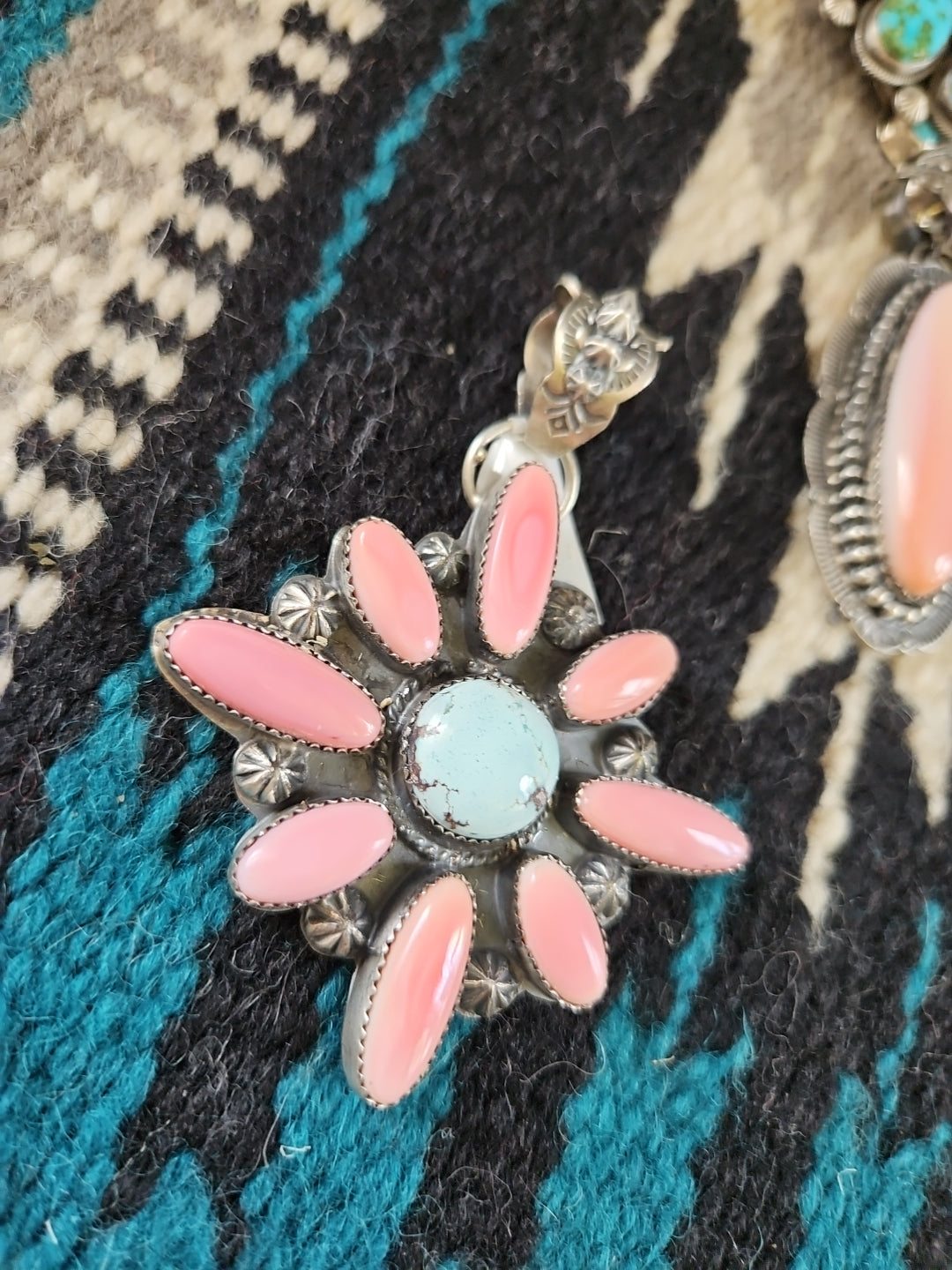 Pink Conch & Golden Hills Big Cluster Pendant