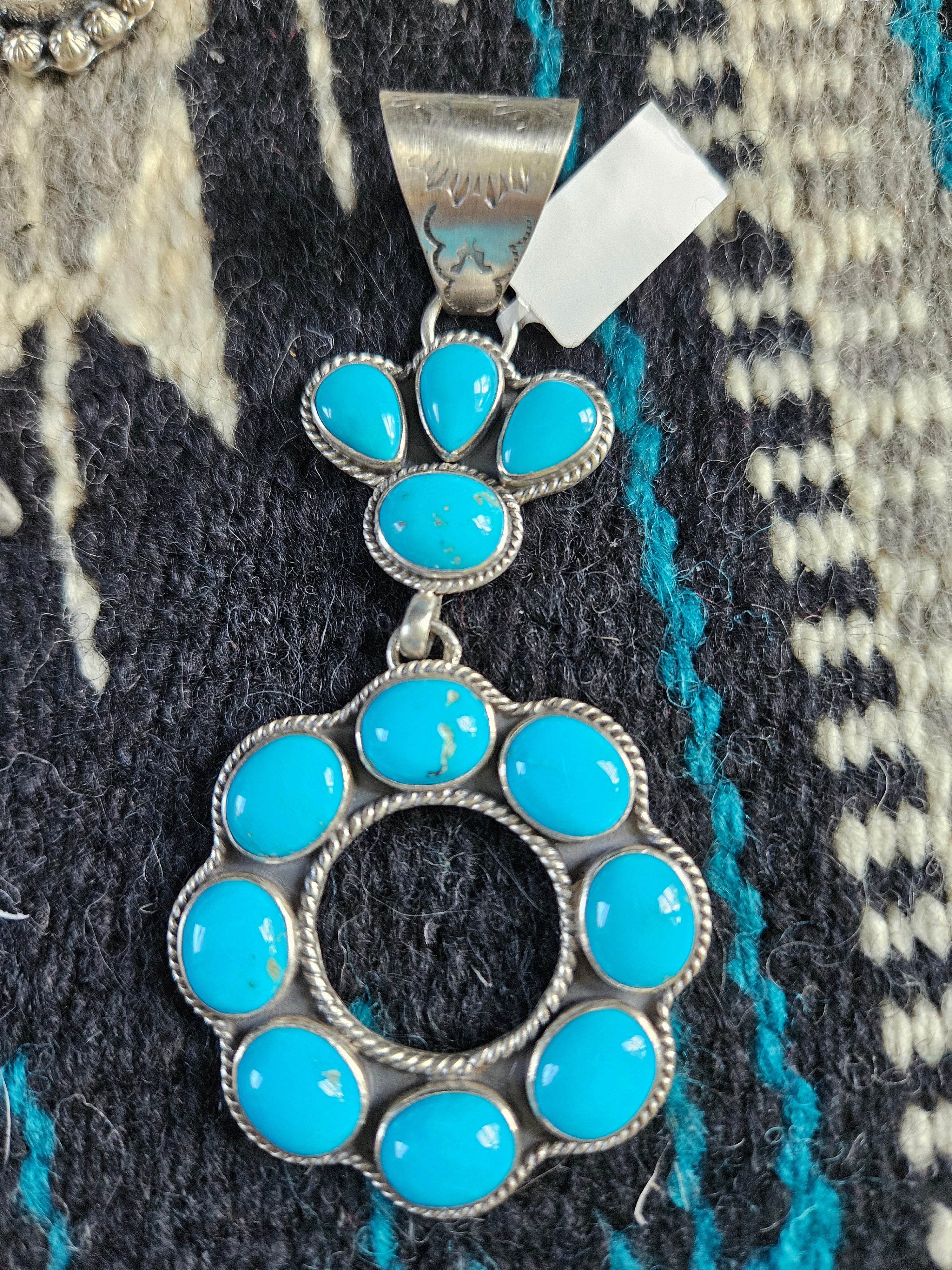 Turquoise Circle Cluster Statement Pendant SALE