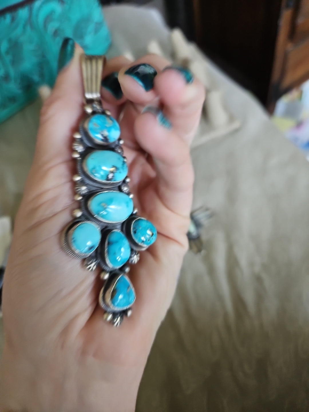 Gorgeous Blue Turquoise Statement Pendant