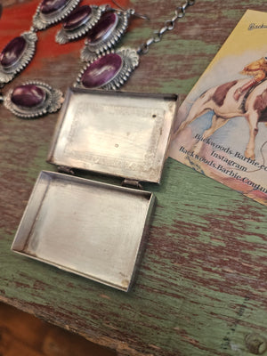 Vintage Sterling Turquoise Pill Box