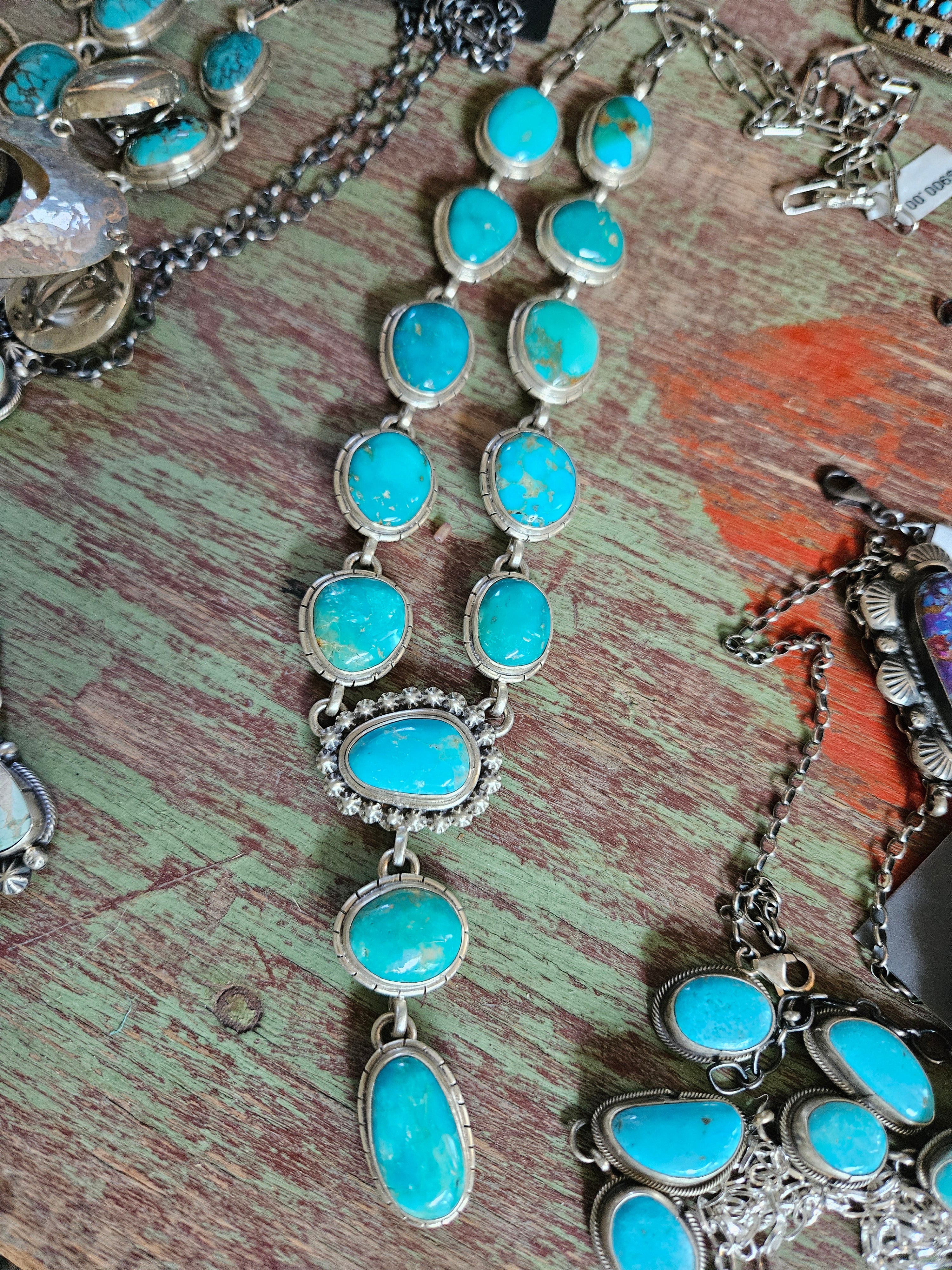 Sleeping Beauty Turquoise Lariat Necklace