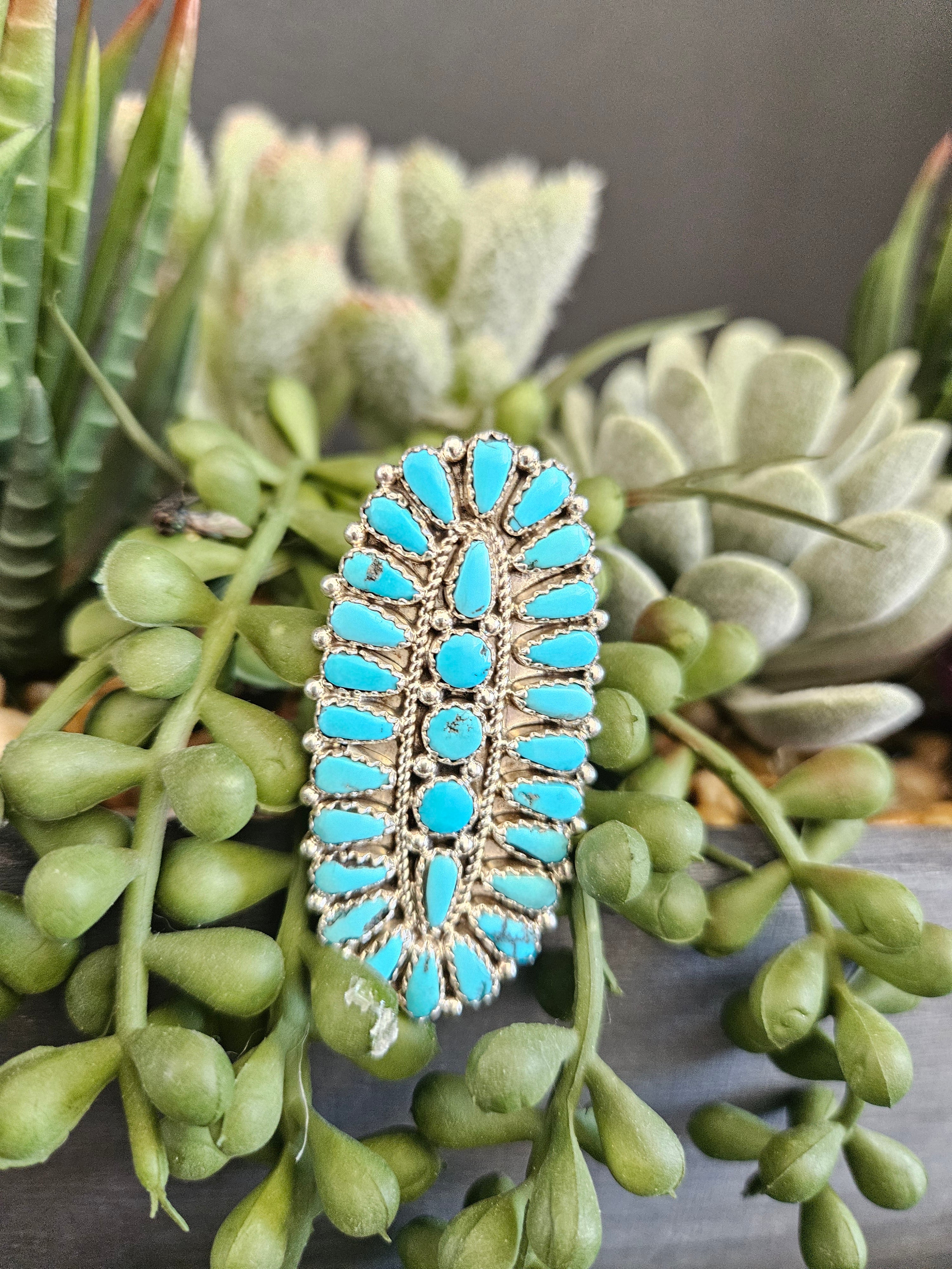 Thick Turquoise Cluster Ring SALE
