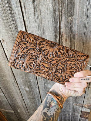 Leather Tooled Ladies Wallet