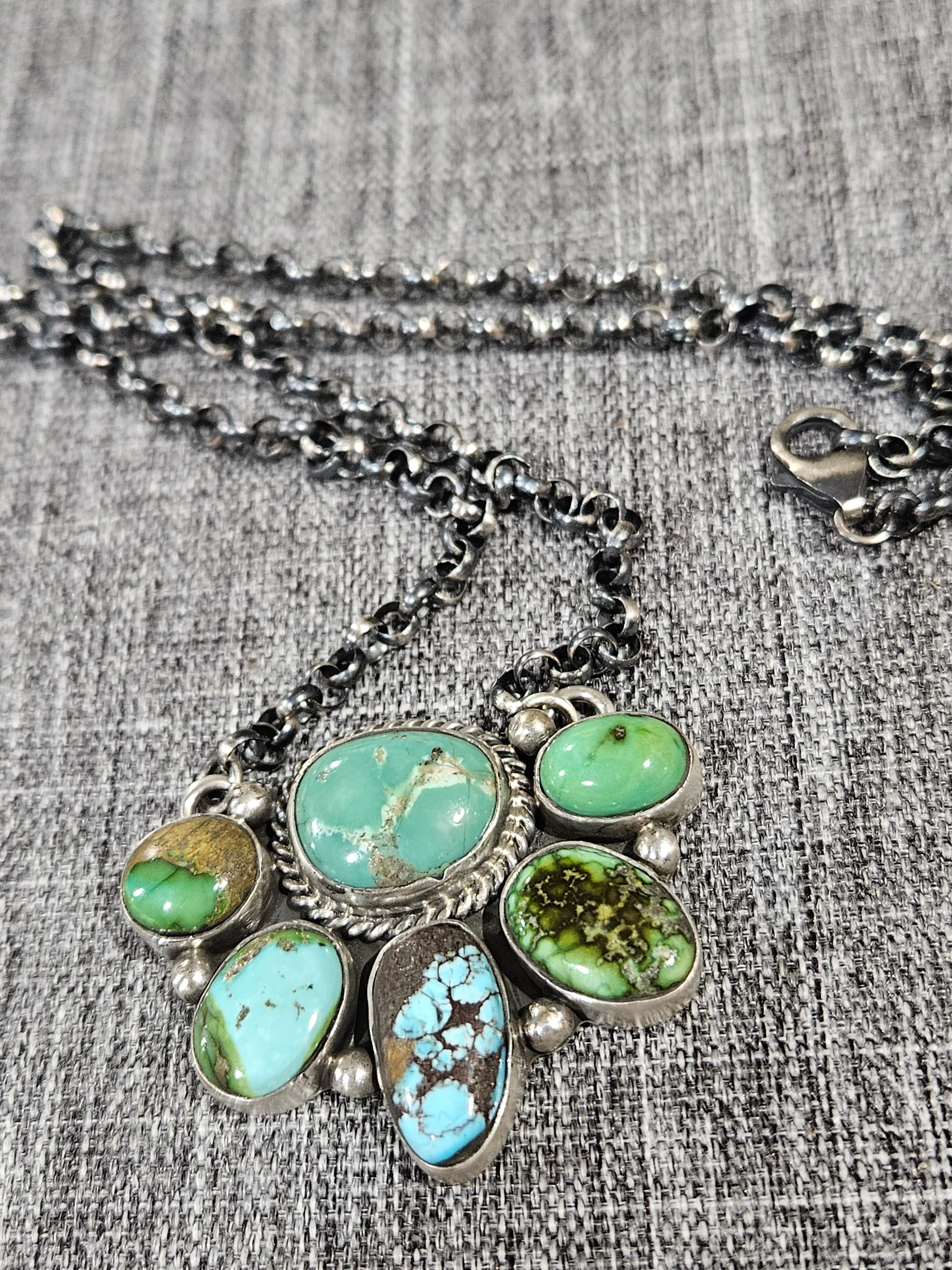 Sonoran Gold Turquoise Cluster Necklace