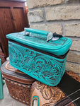 Turquoise Leather Tooled Travel Box Case