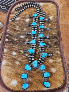 Vintage Turquoise Squash Blossom Necklace