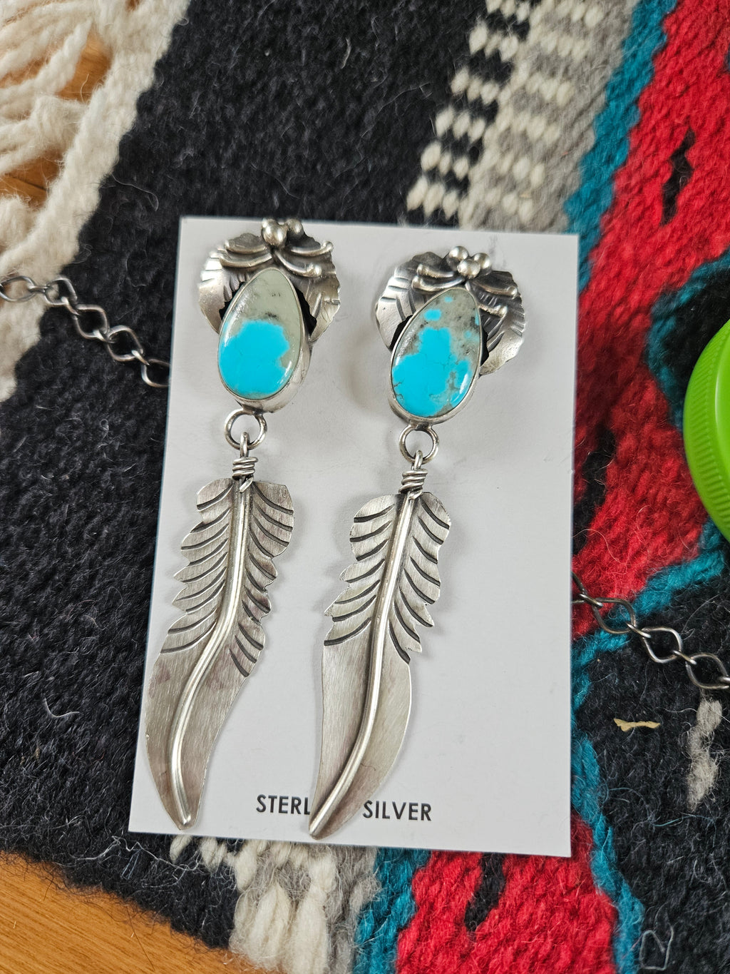 Turquoise Feather Statement Earrings