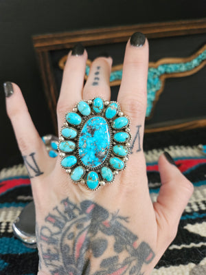 Turquoise Cluster Statement Ring