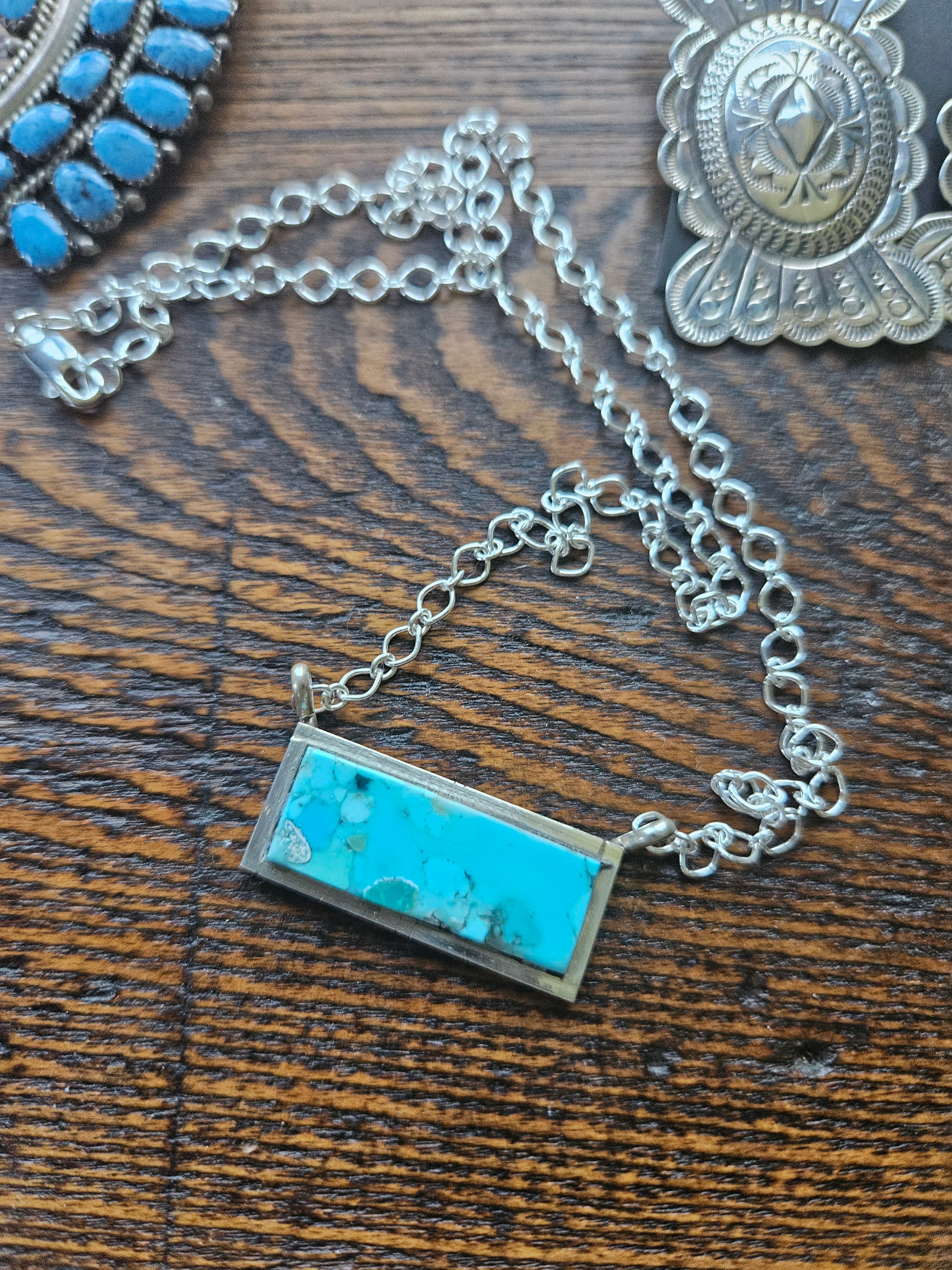 Kingman Turquoise Bar Necklace