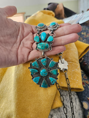 Turquoise Cluster Lariat Necklace SALE