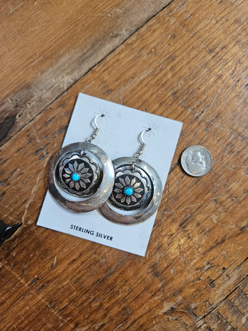 Turquoise Sunflower Concho Earrings