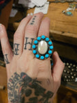 Turquoise Mother of Pearl Cluster Ring