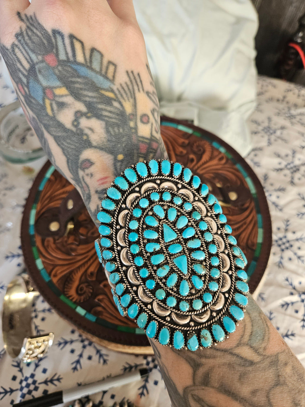 Vintage Turquoise Cluster Cuff