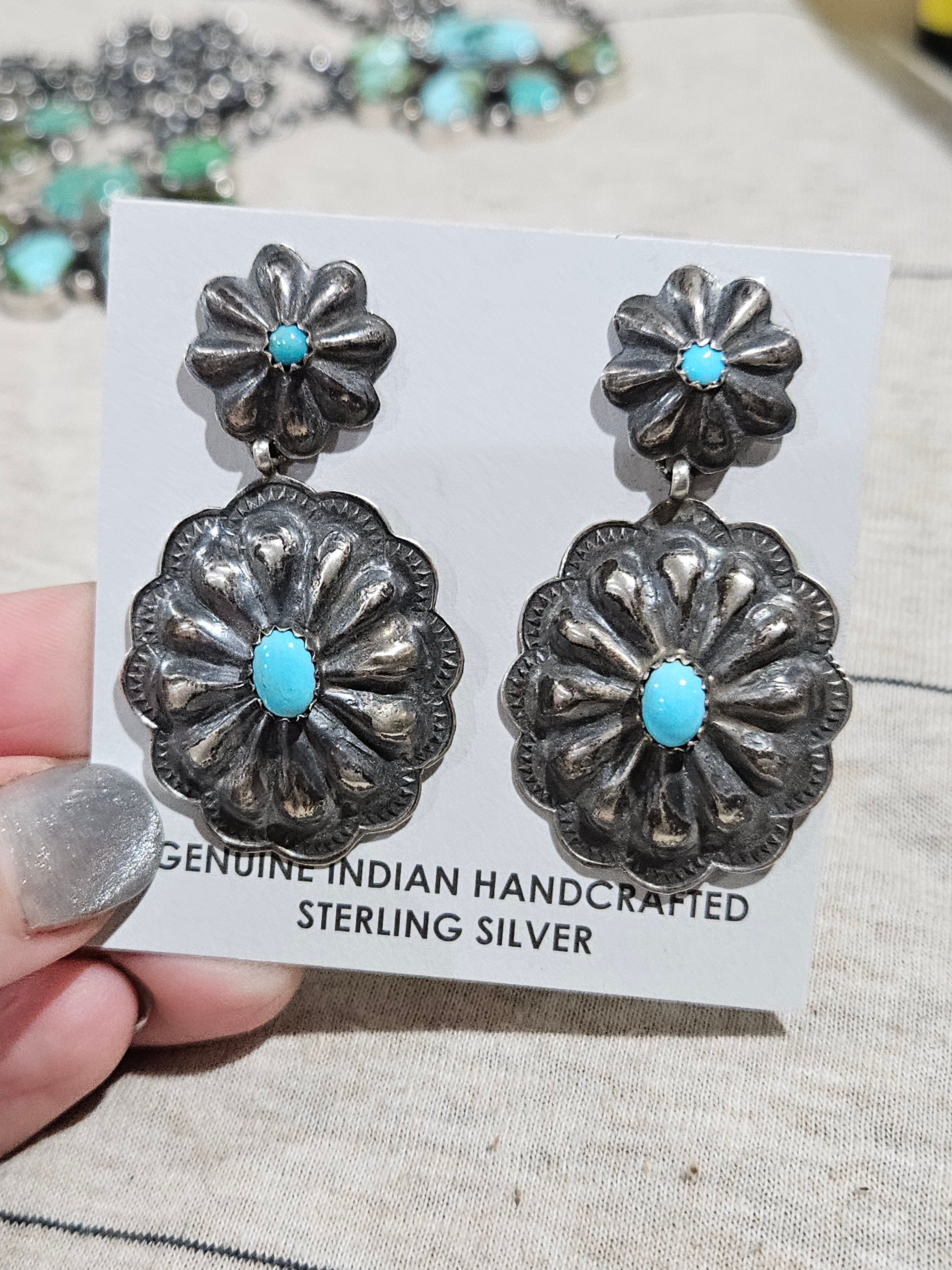 Turquoise Concho Earrings