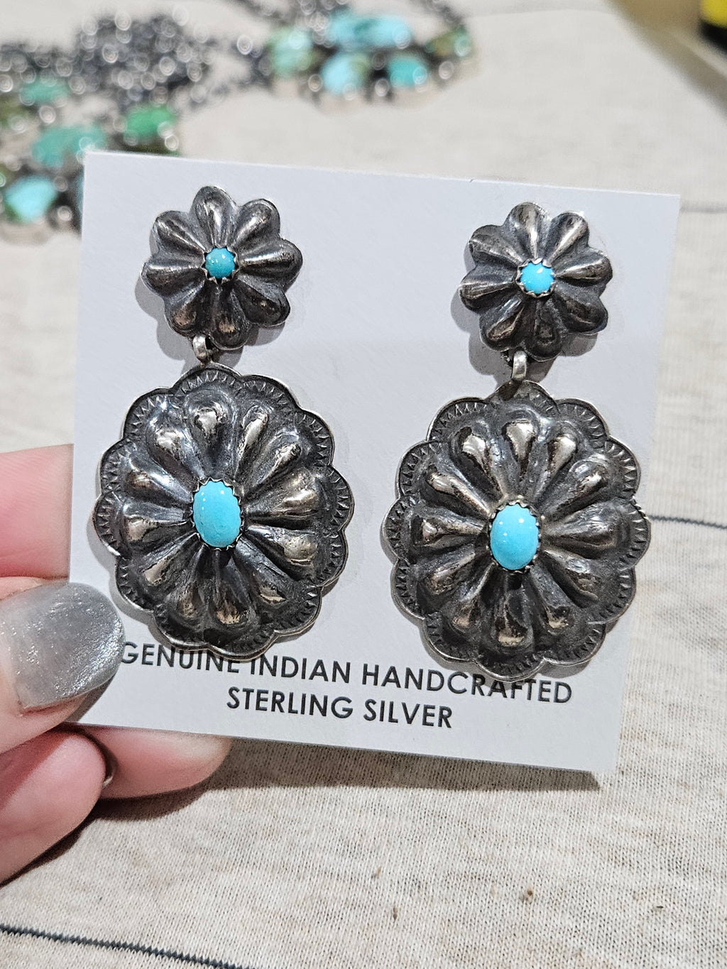 Turquoise Concho Earrings