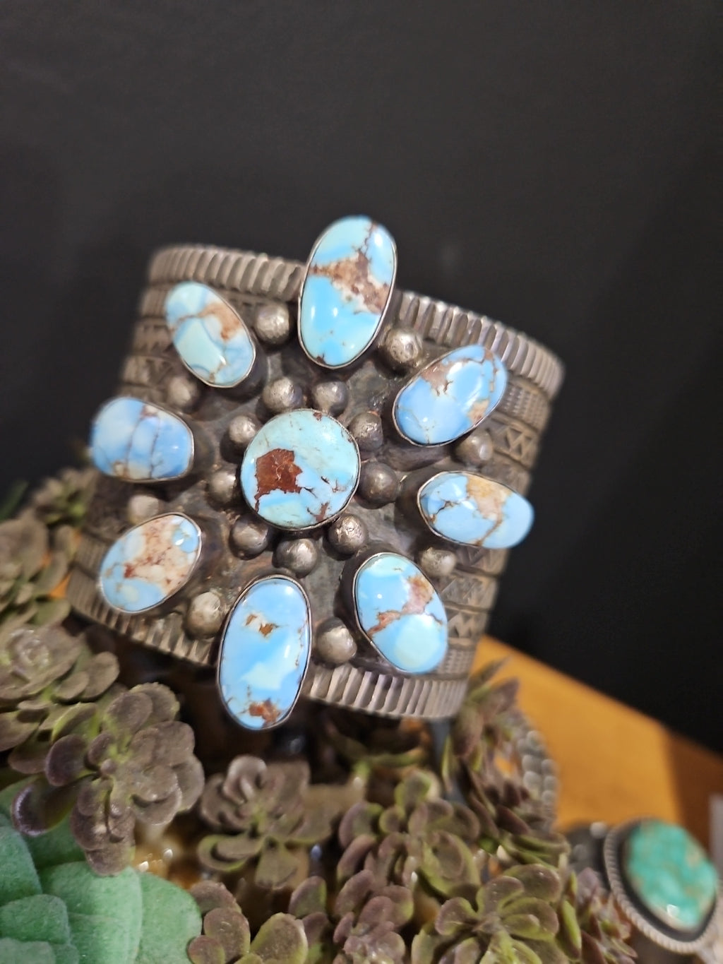 Golden Hills Turquoise Cluster Statement Cuff SALE