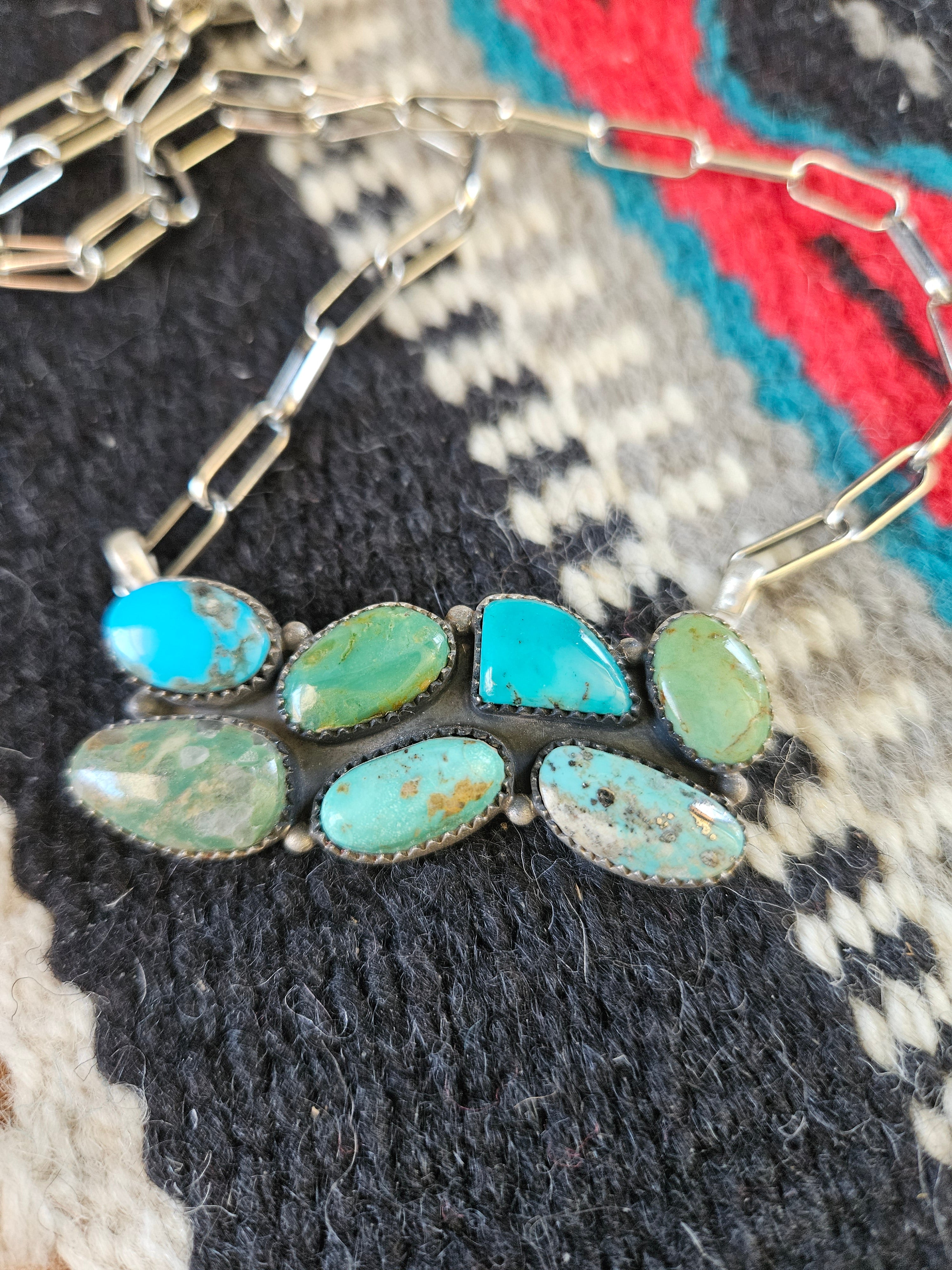 Turquoise Cluster Bar Necklace