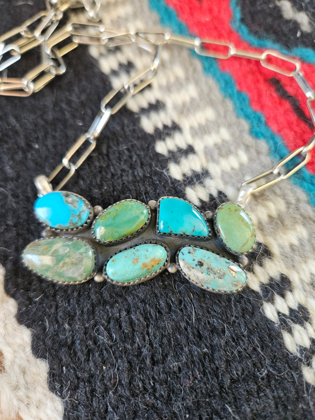 Turquoise Cluster Bar Necklace