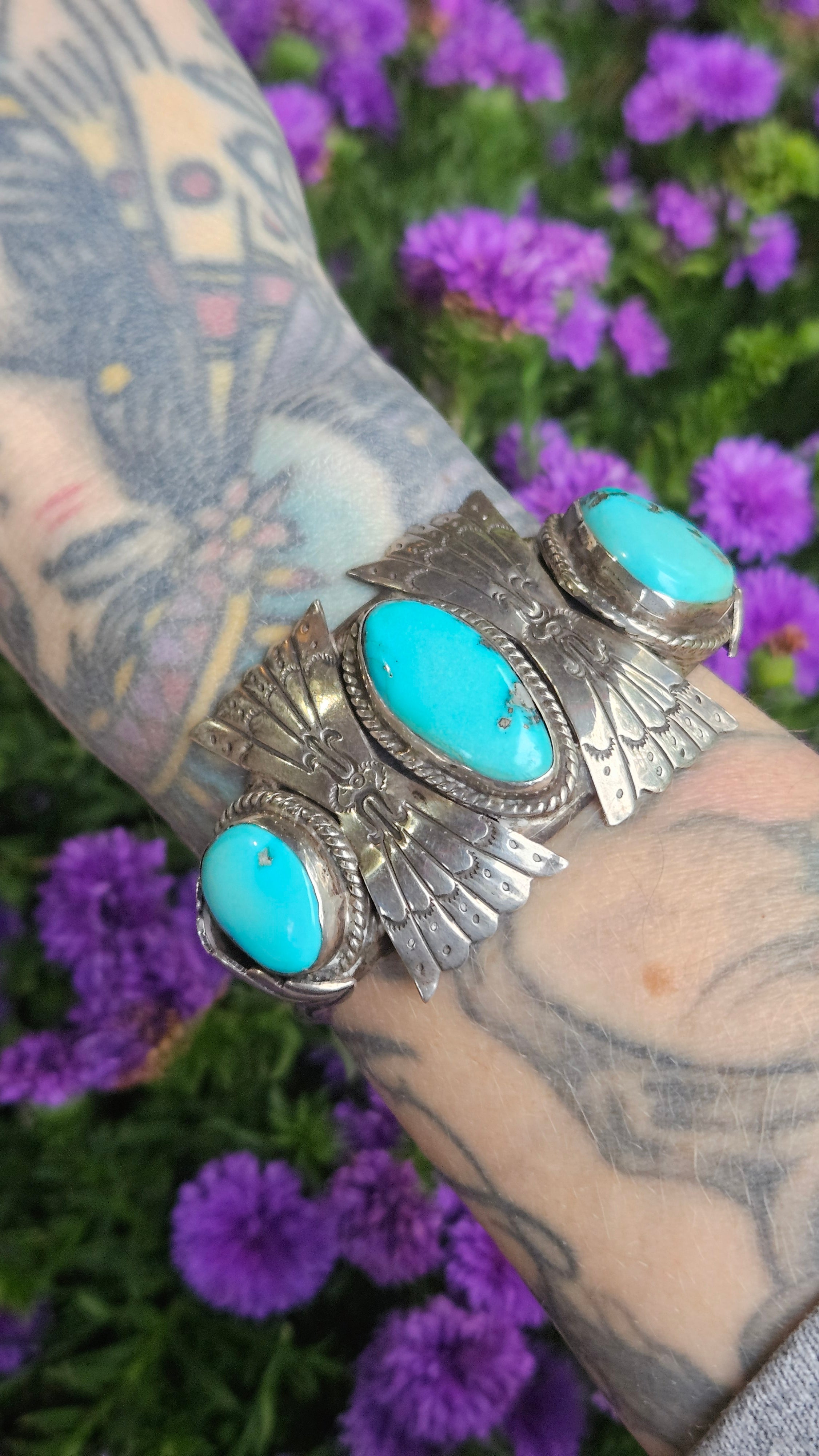 Vintage Turquoise Concho Cuff