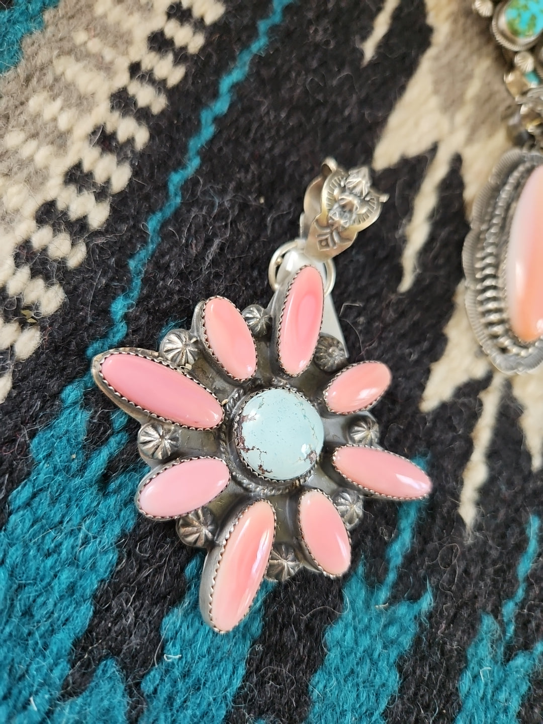 Pink Conch & Golden Hills Big Cluster Pendant