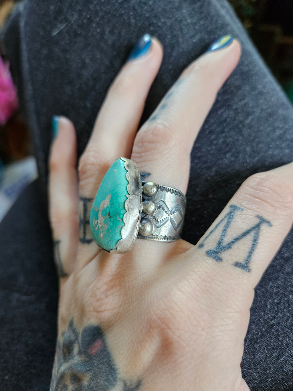 Heavy Royston Turquoise Men's Ring Size 10