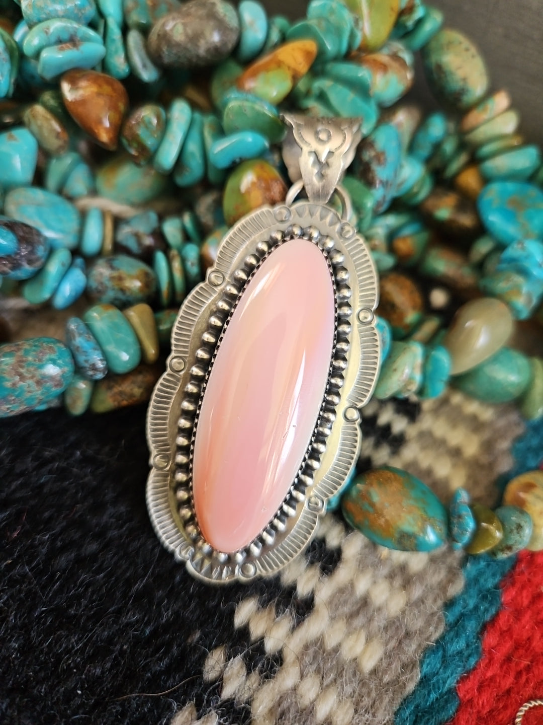 Pink Conch Big Oval Pendant