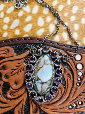 Beautiful Purple & Blue Cluster Necklace SALE