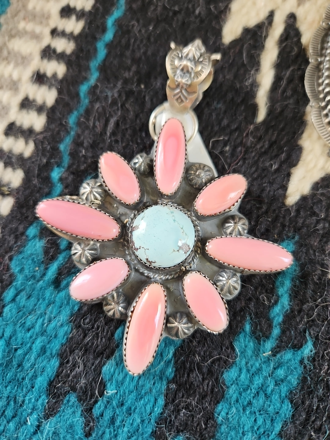 Pink Conch & Golden Hills Big Cluster Pendant