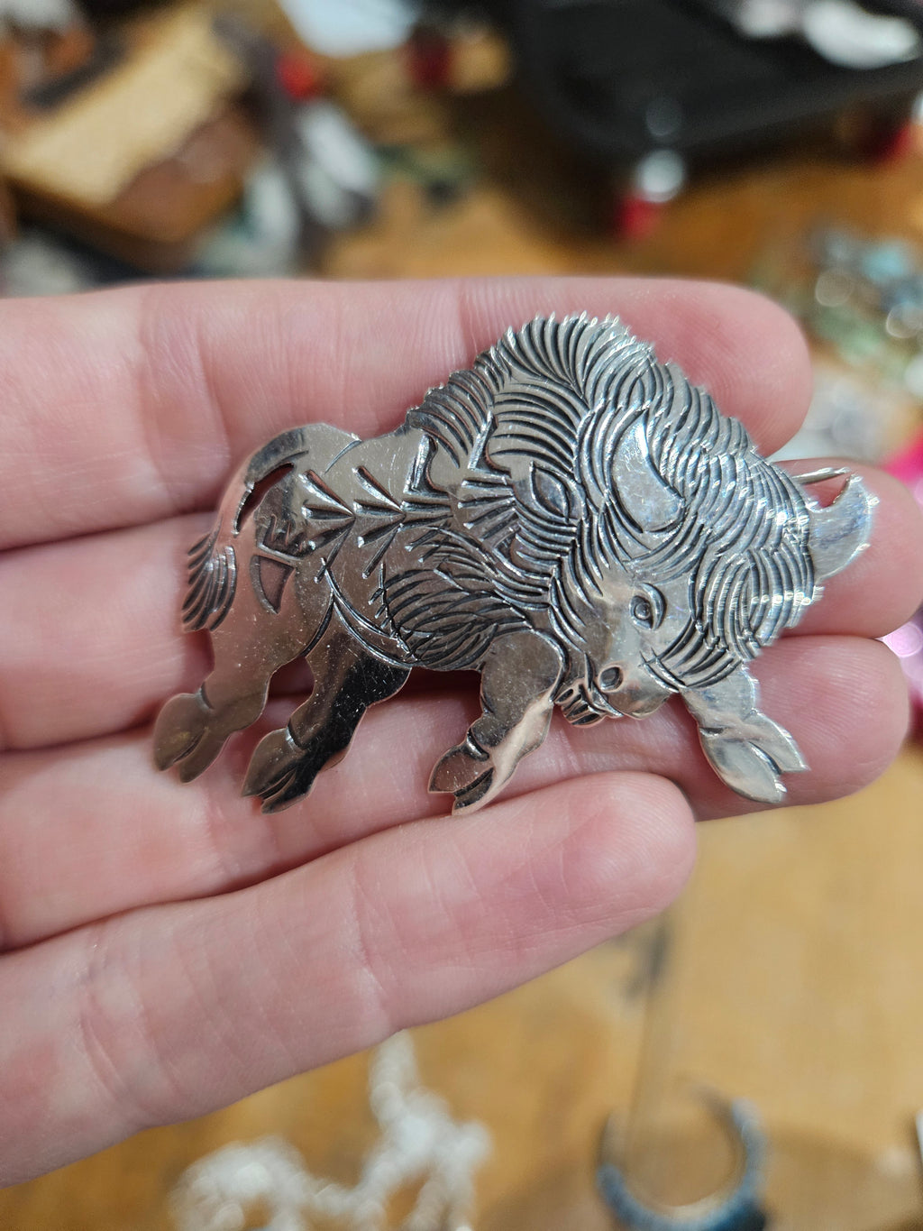 Sterling Buffalo Pin