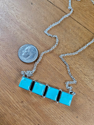 Turquoise Squares Bar Necklace