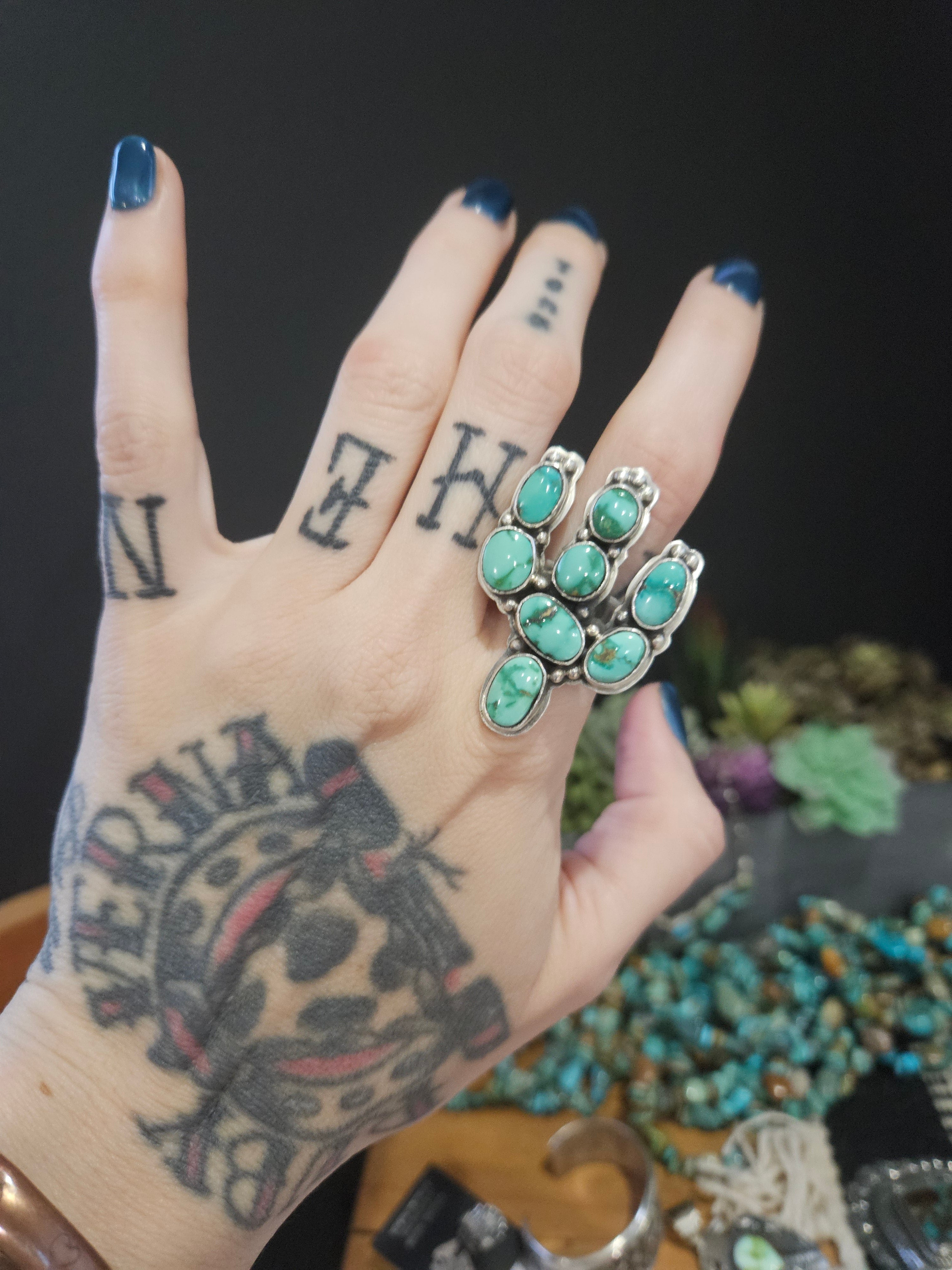 Sonoran Gold Turquoise Cactus Statement Ring