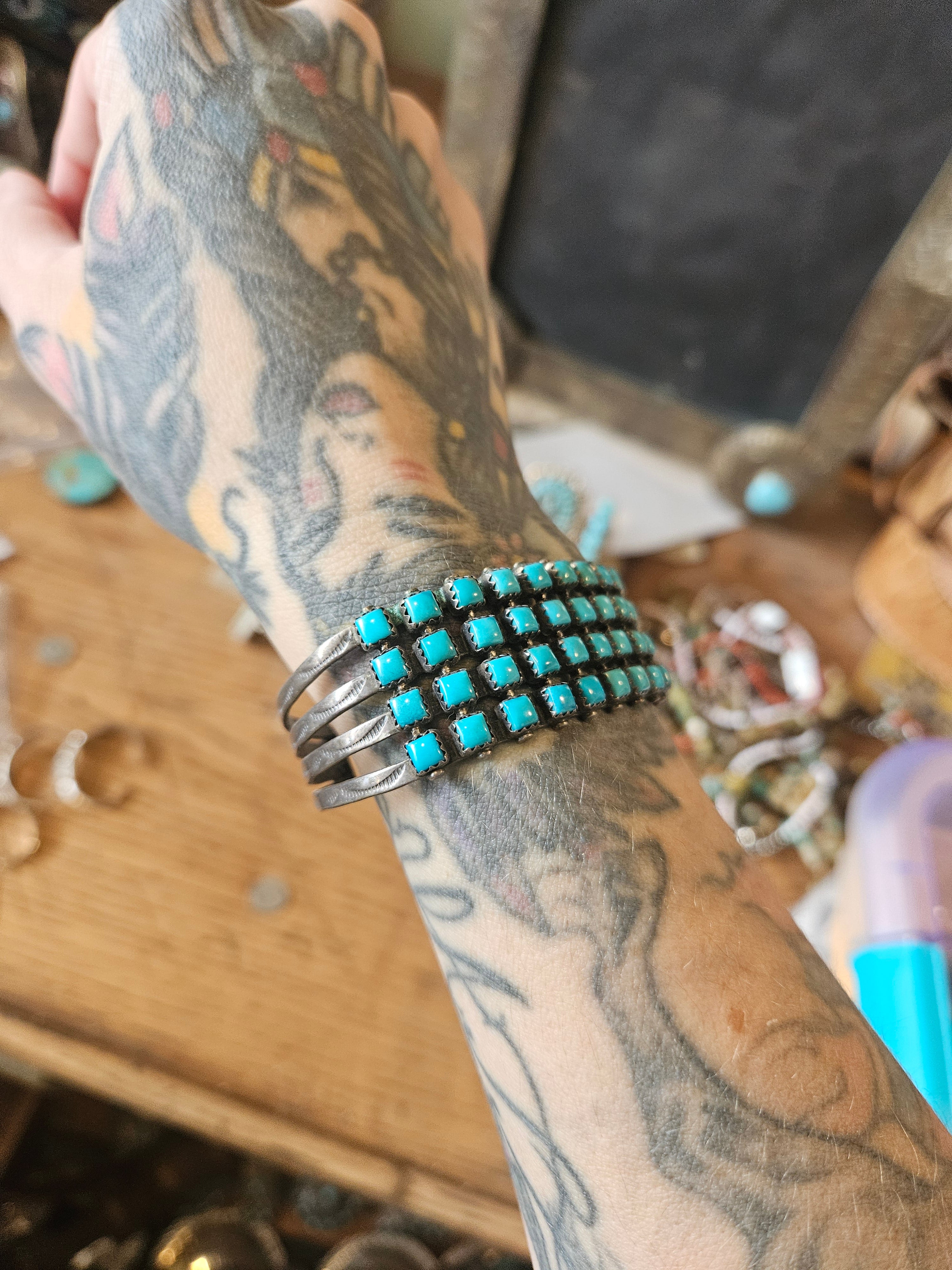 Vintage 4 Row Turquoise Cuff