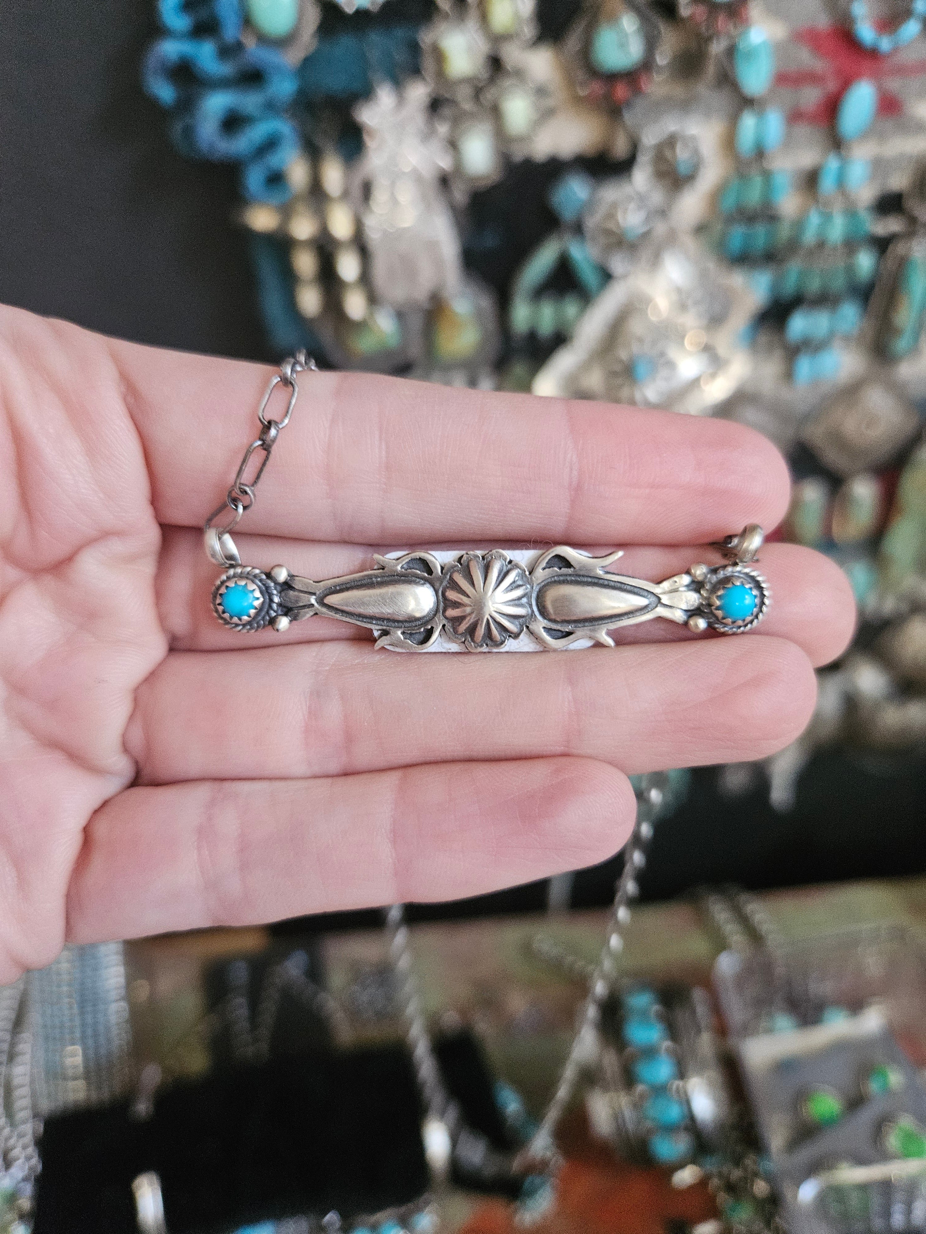Turquoise Concho Necklace