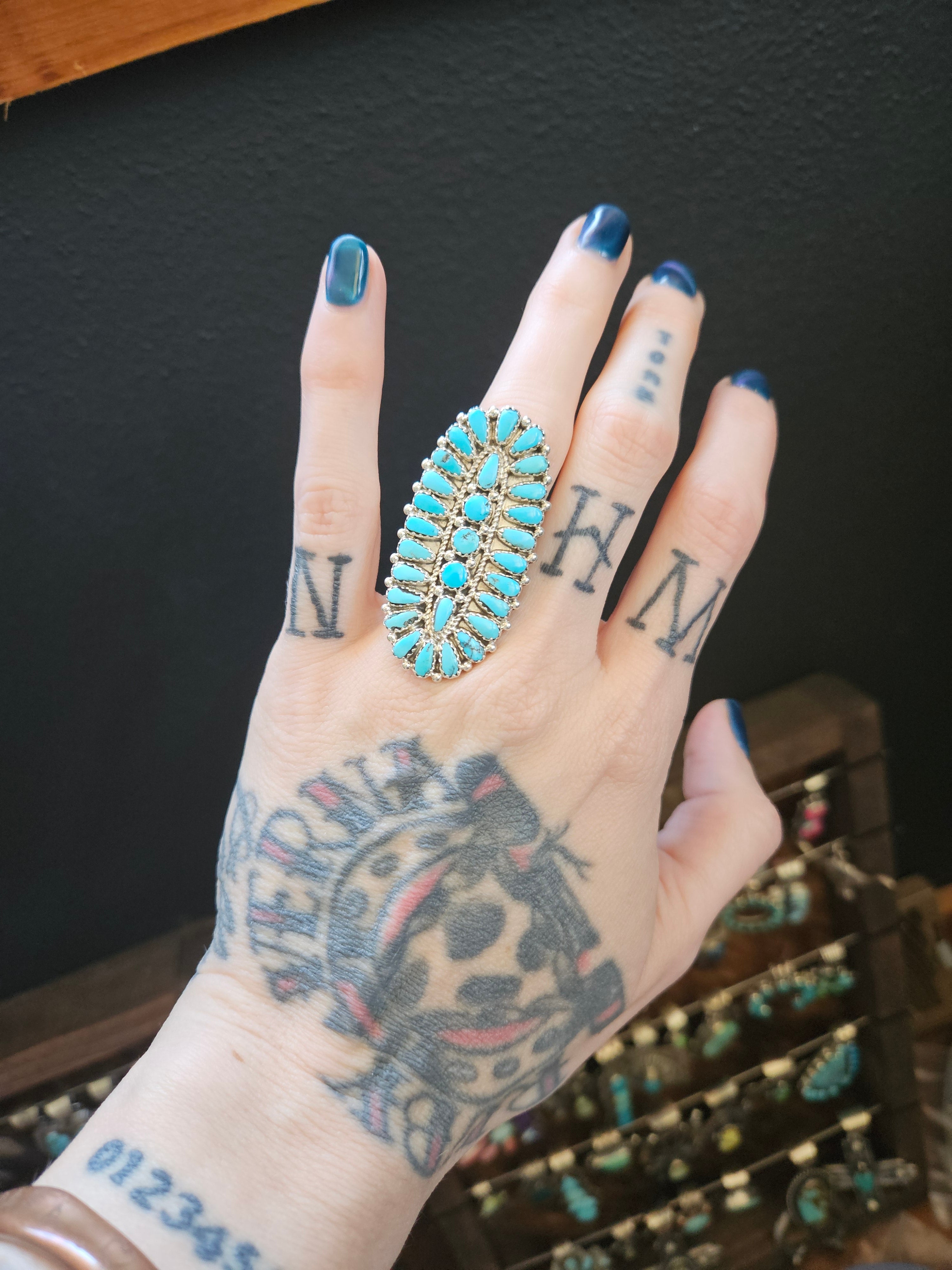 Thick Turquoise Cluster Ring SALE