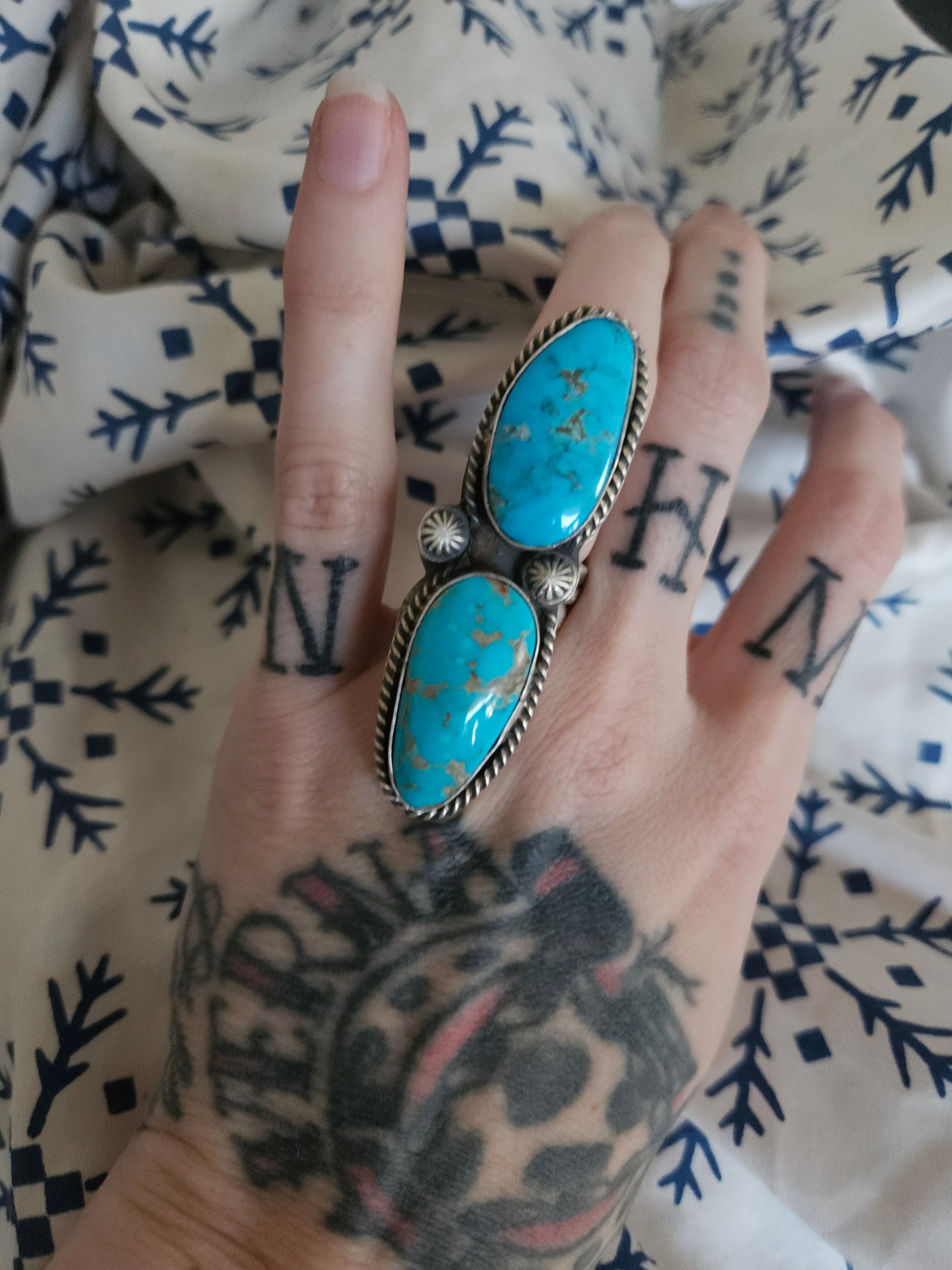 Double Turquoise Statement Ring