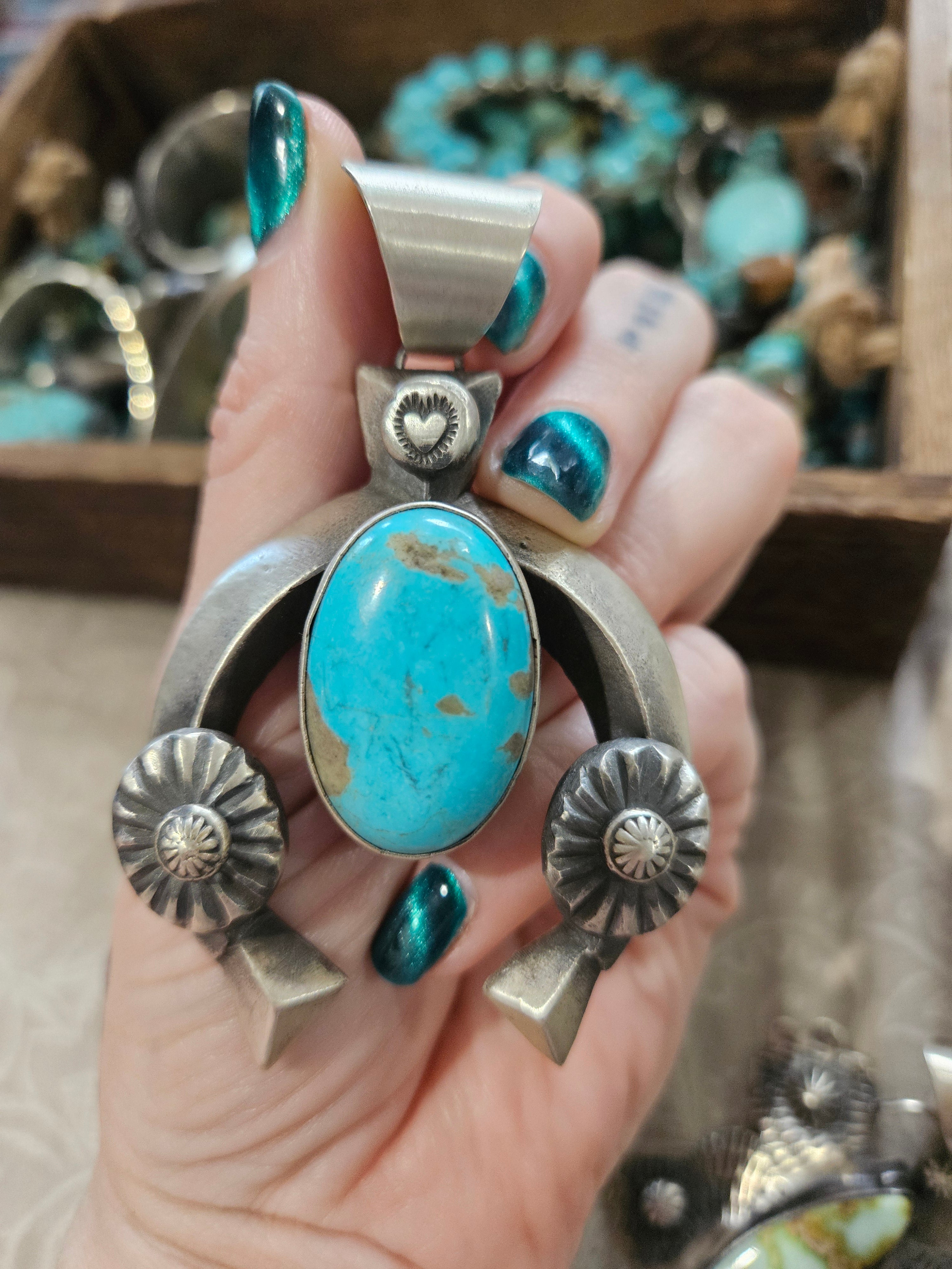 Heavy Number 8 Turquoise Naja Pendant