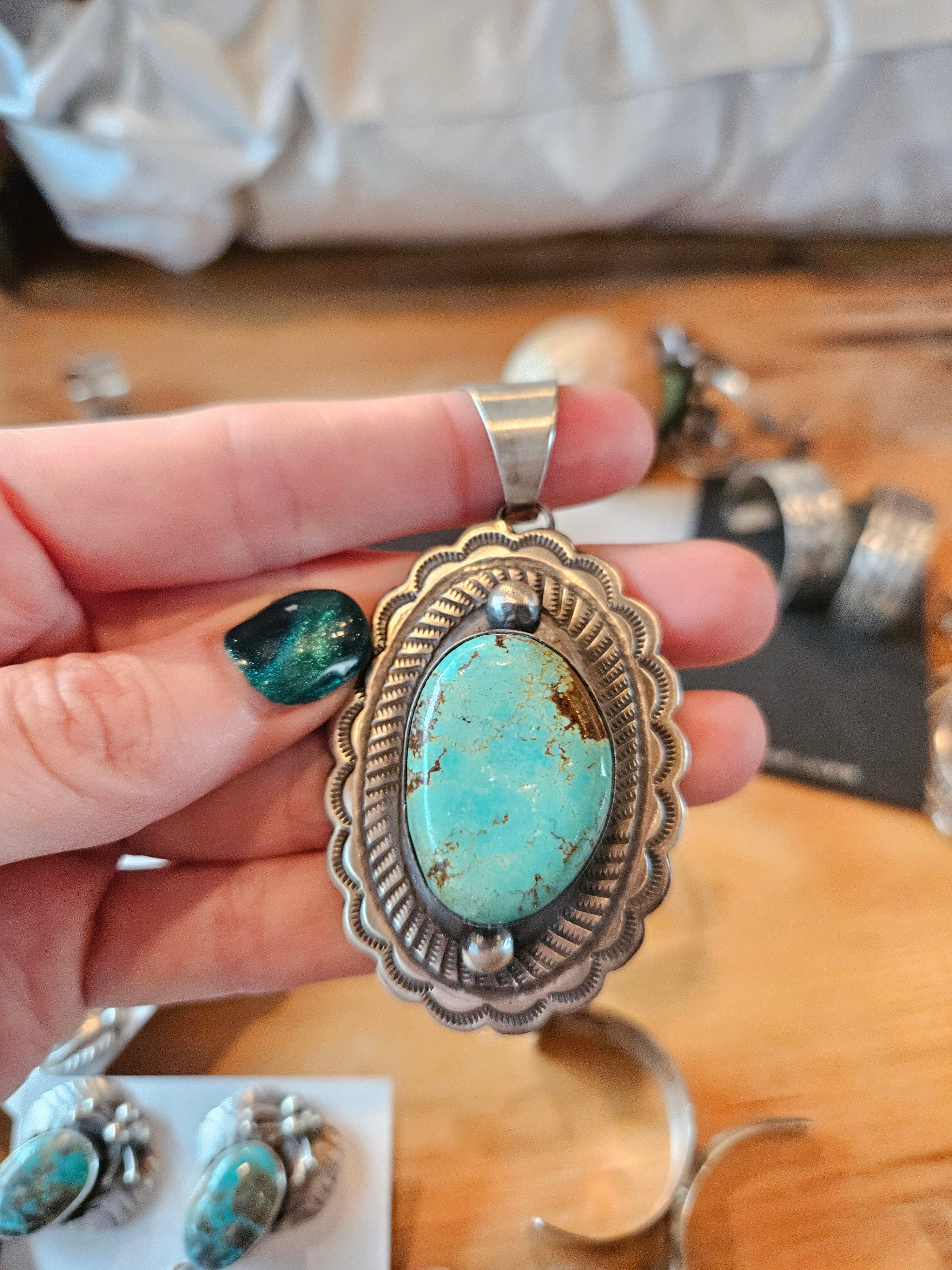 Number 8 Turquoise Concho Pendant by Chimney Butte SALE