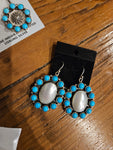 Turquoise Mother of Pearl Cluster Earrings