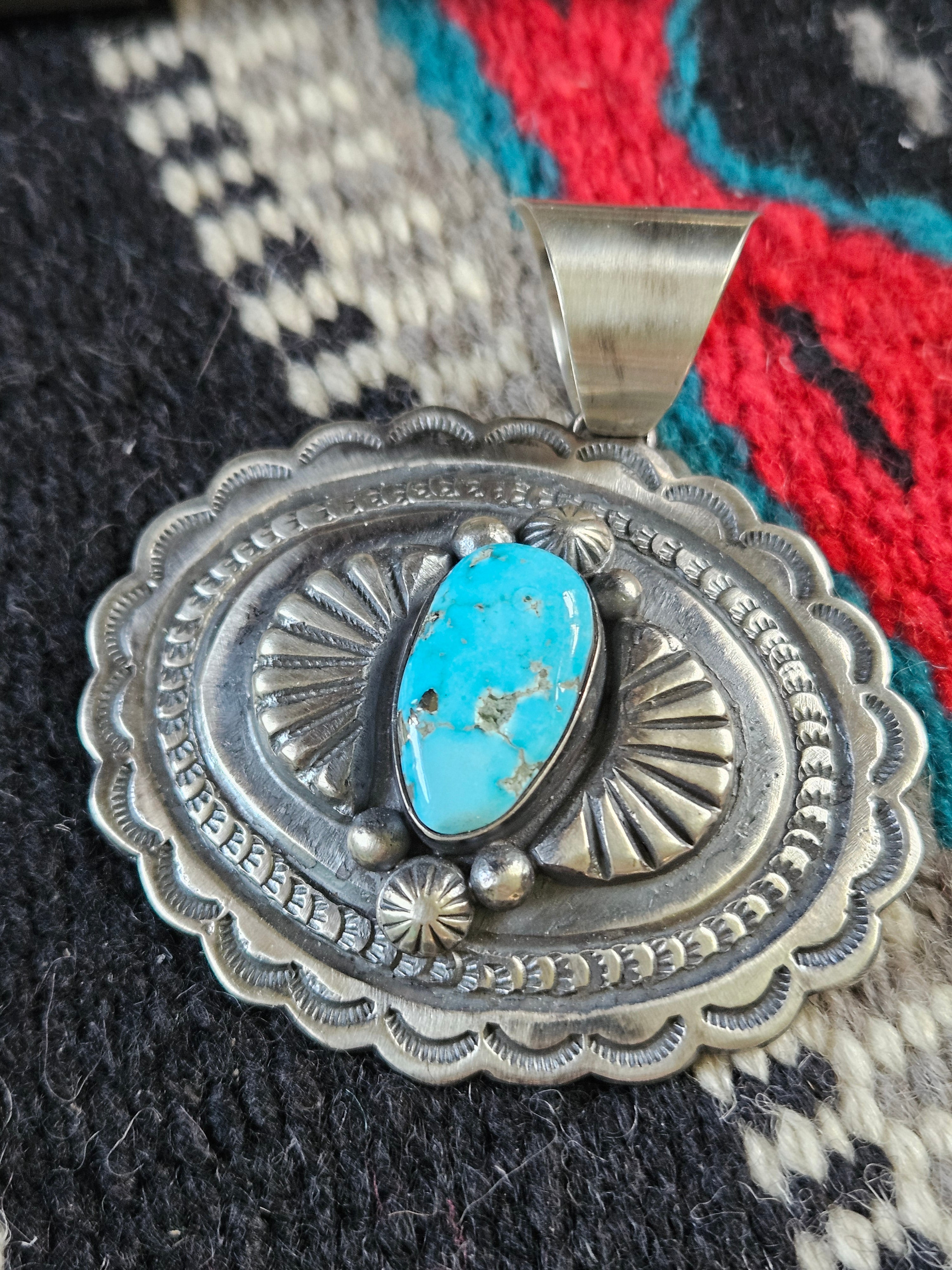 Whitewater Turquoise Big Concho Pendant
