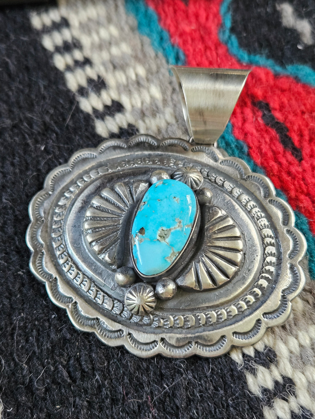 Whitewater Turquoise Big Concho Pendant