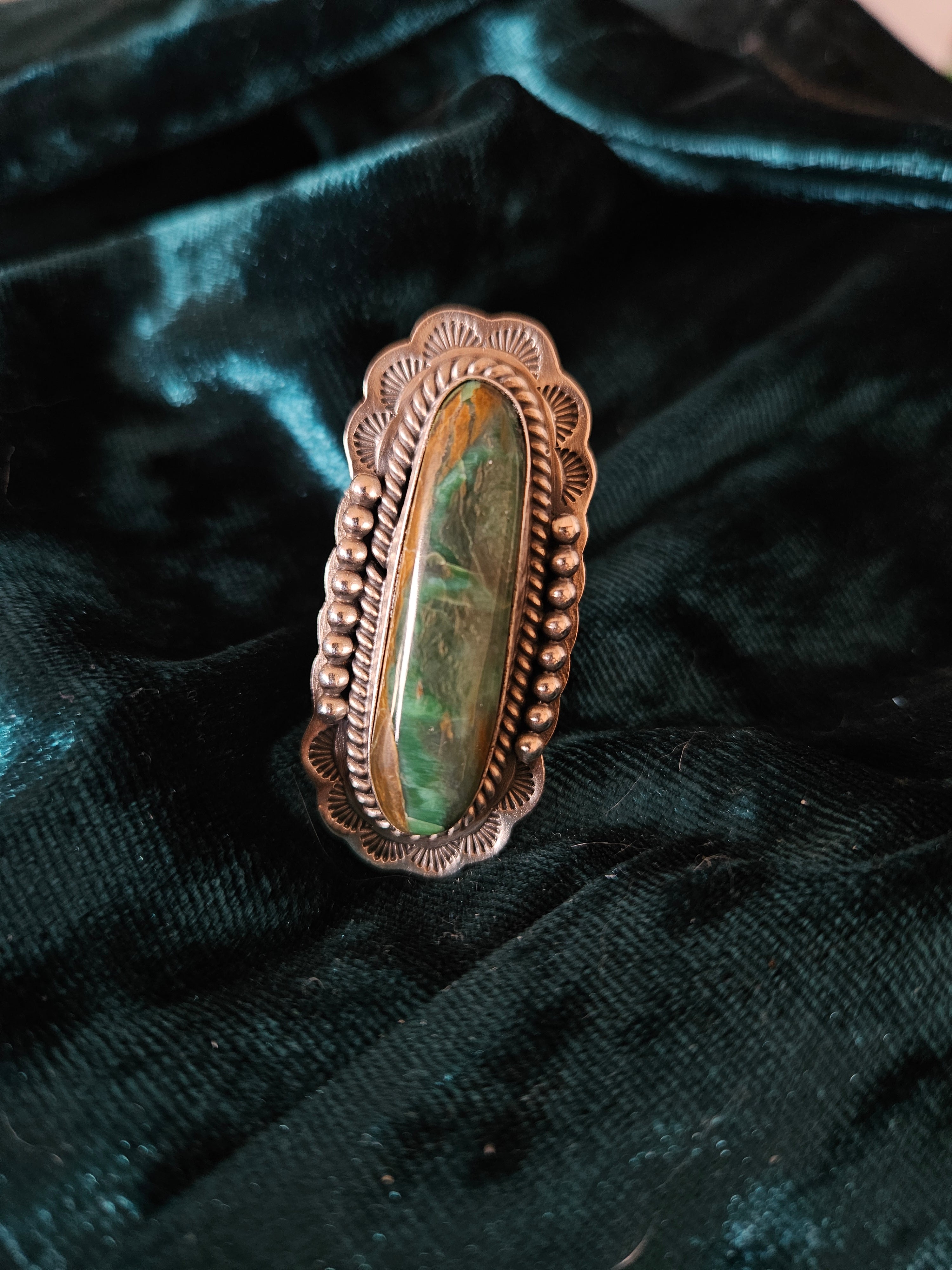 Gorgeous Green Concho Ring