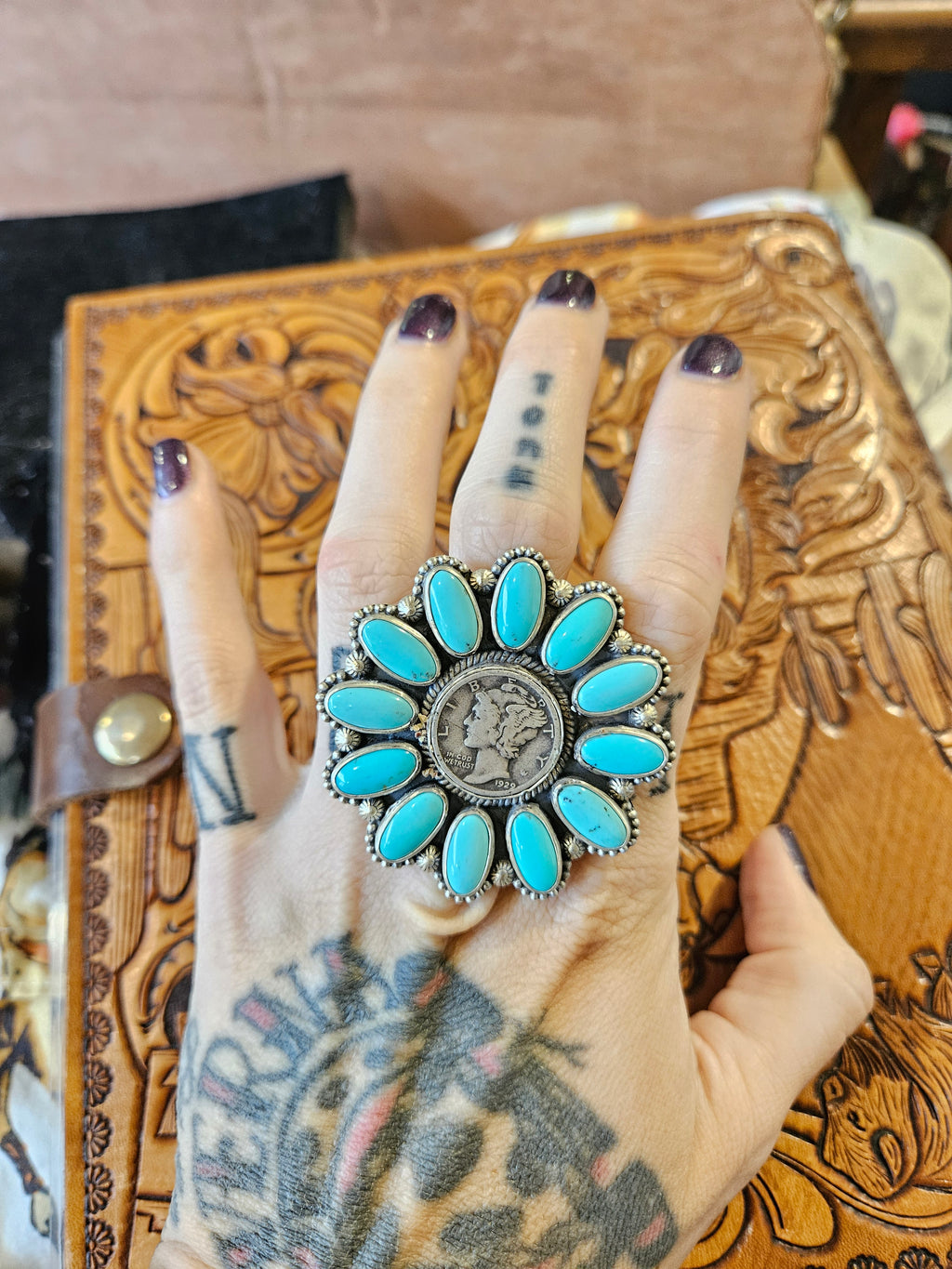 Liberty Dime Cluster Statement Ring