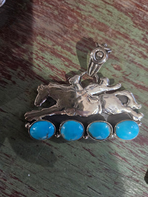 Bucking Bronc Turquoise Horse Pendant