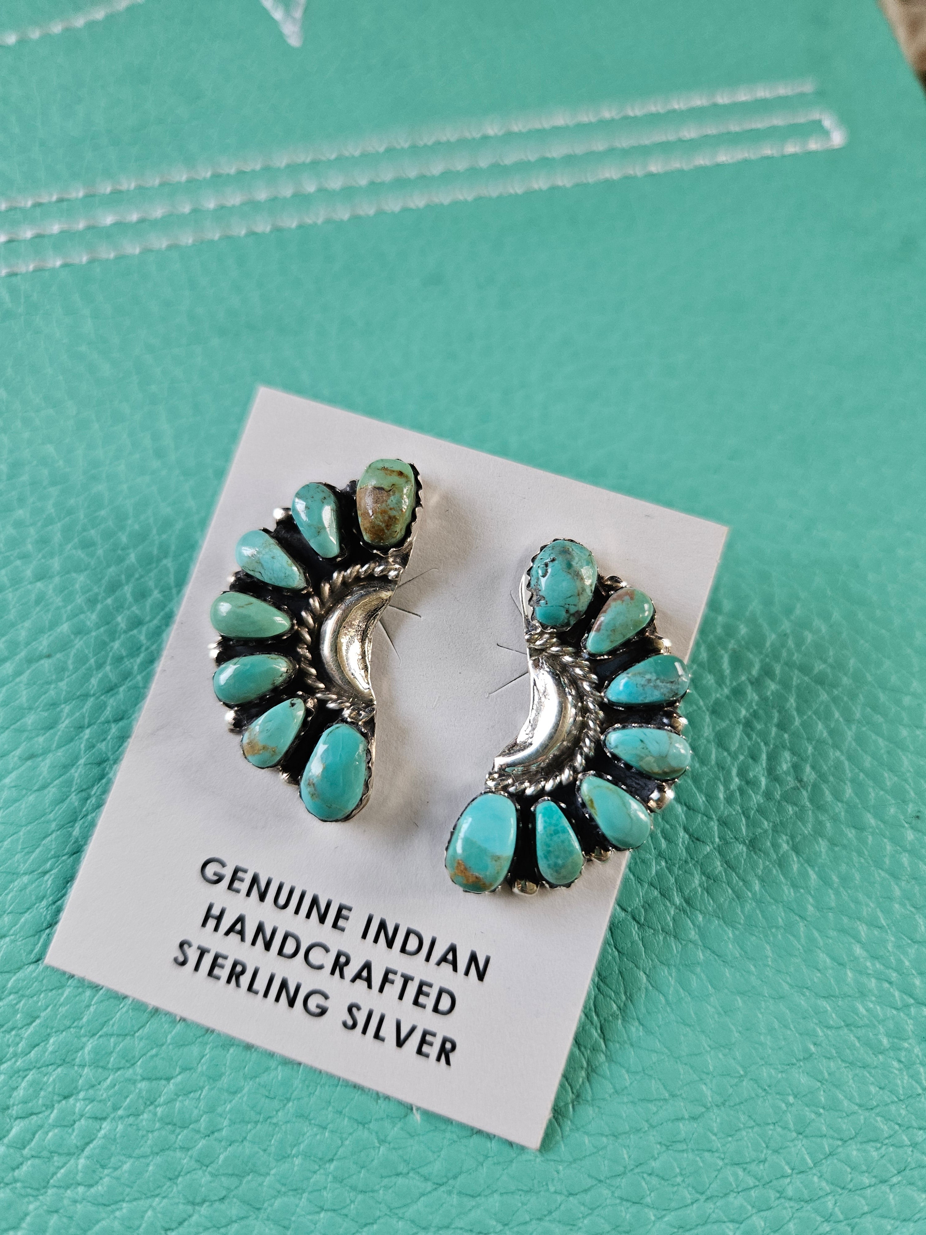 Turquoise Half Cluster Earrings