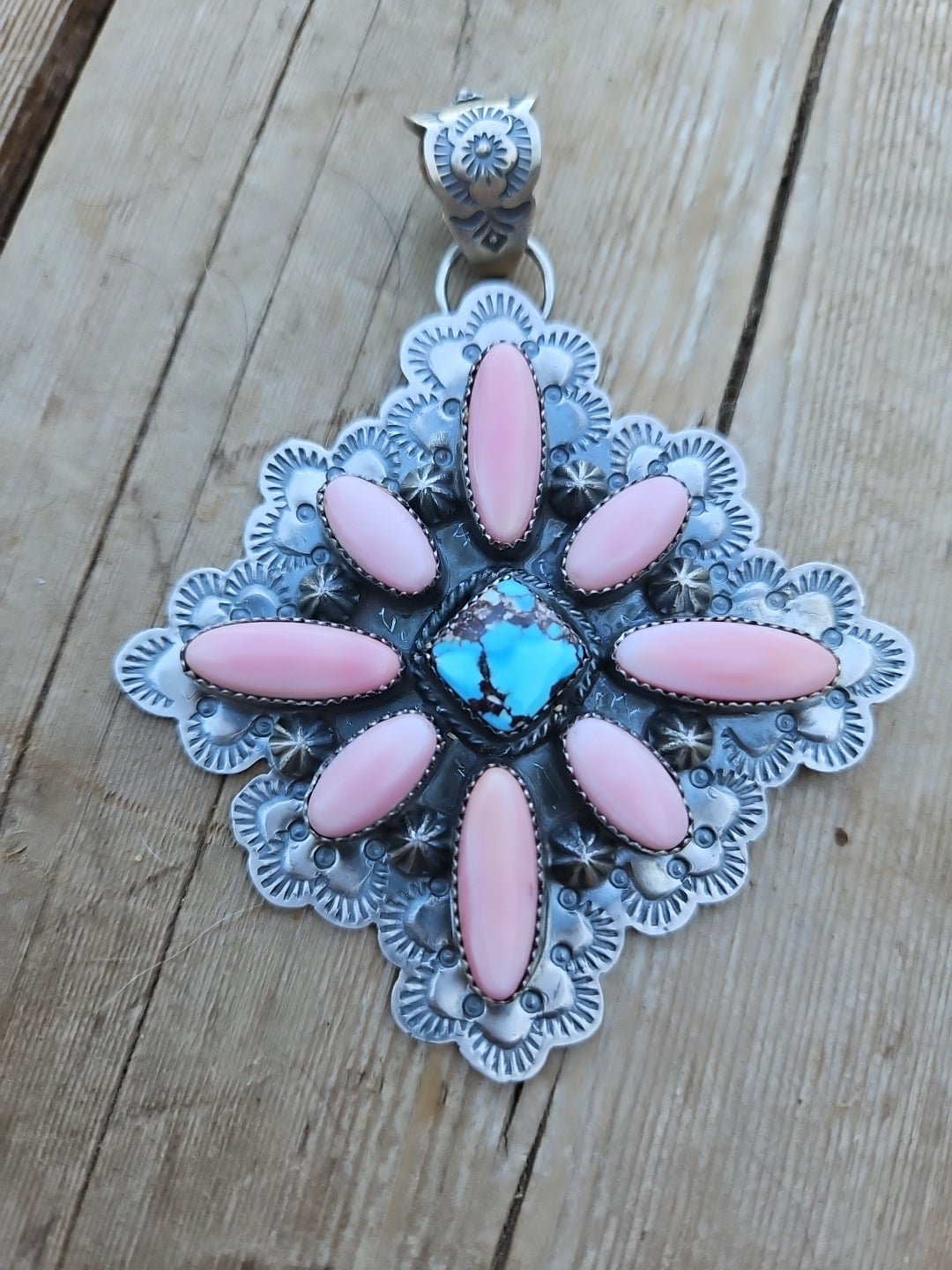 Pink Conch and Golden Hills Pendant