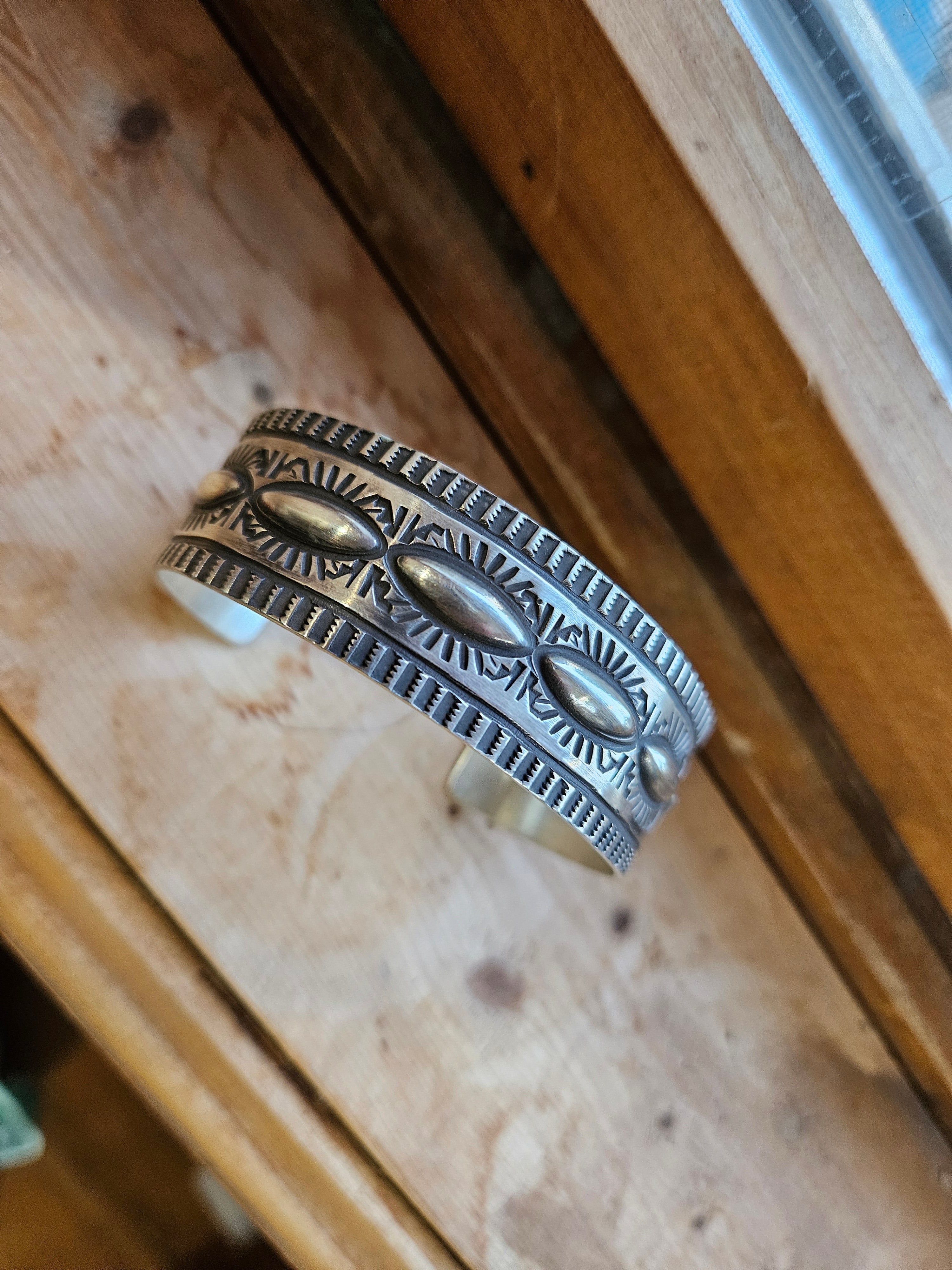 Sterling Silver Repousse Cuff Bracelet