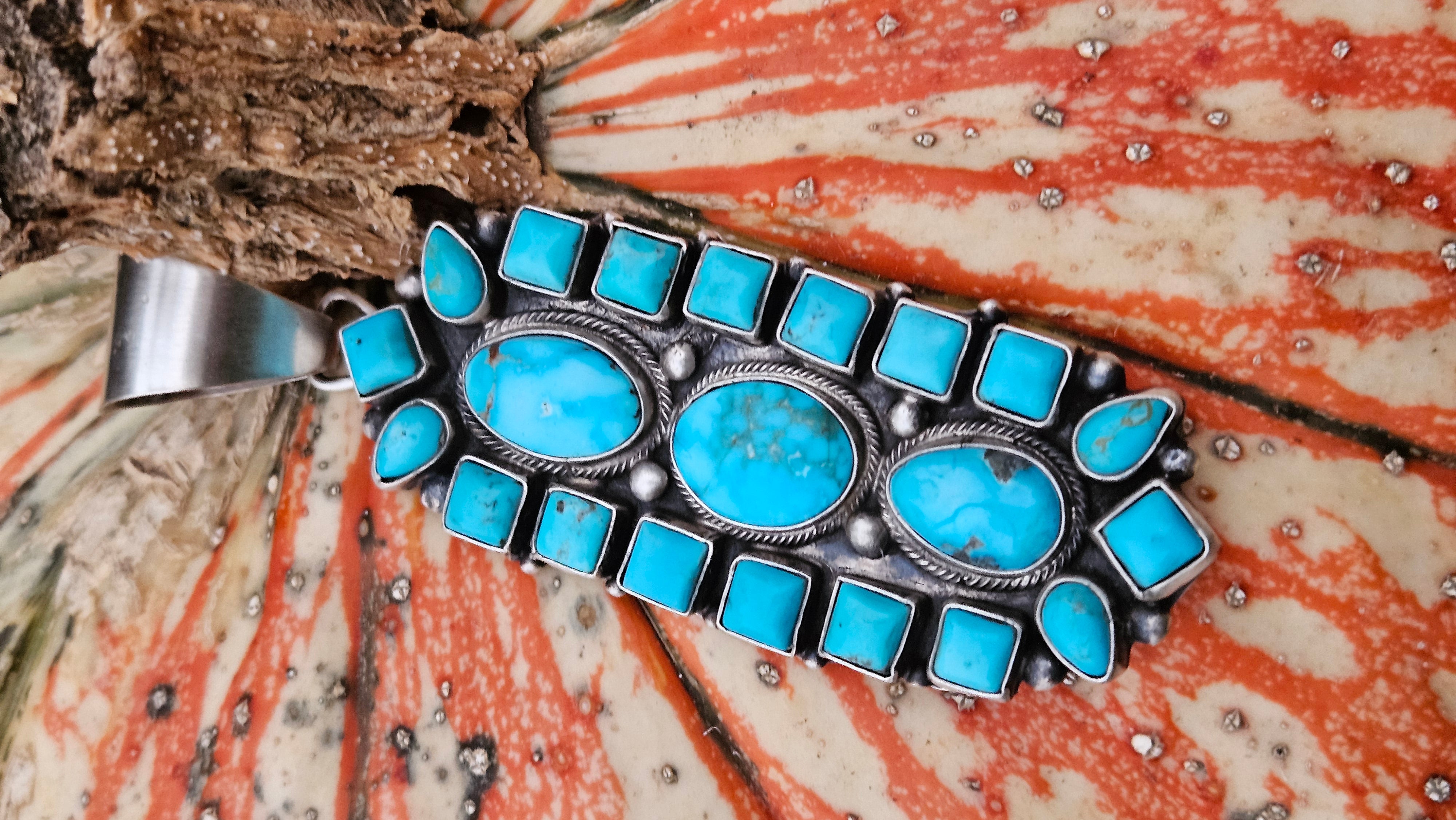 Big Kingman Turquoise Cluster Pendant