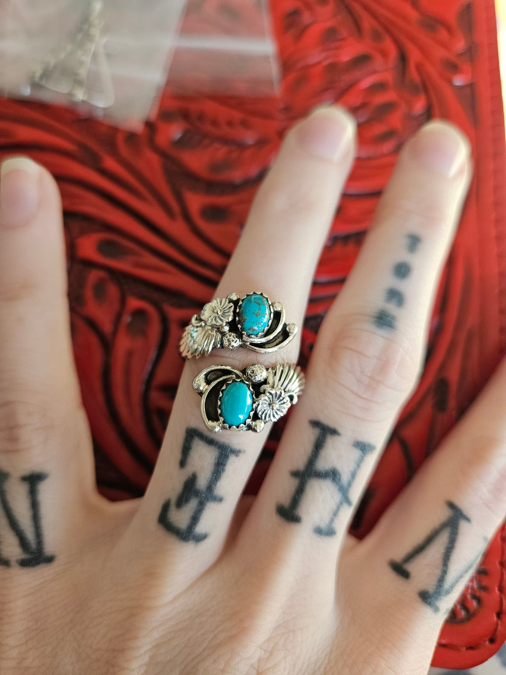 Floral Turquoise Wrap Ring